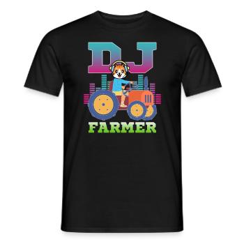 DJ Farmer Cat Farm Driving Tractor Music Funny - Men's T-Shirt - black - Front - AI Model Male 178 light (178cm)