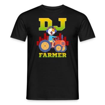 DJ Farmer Cat Farm Driving Tractor Music Funny - Men's T-Shirt - black - Front - AI Model Male 178 light (178cm)