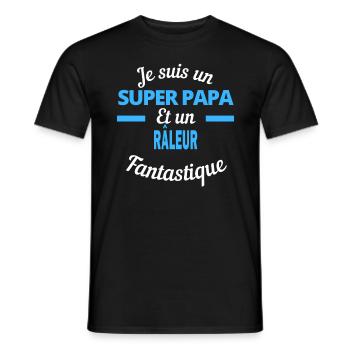 SUPER PAPA Fantastique RÂLEUR - T-shirt homme - noir - Devant - AI Model Male 178 light (178cm)