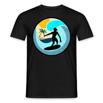 Vintage Retro Surfer Skimboard Surf - T-shirt homme - noir - Devant - AI Model Male 178 light (178cm)