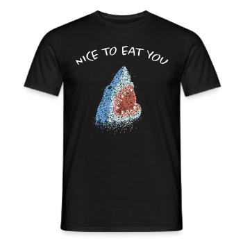 Nice To Eat You White Shark Shark - Men's T-Shirt - black - Front - AI Model Male 178 light (178cm)
