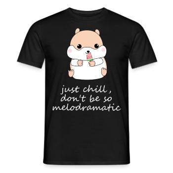 funny hamster with a melon ice cream - Men's T-Shirt - black - Front - AI Model Male 178 light (178cm)
