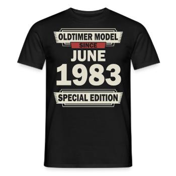 39th birthday June born 1983 Gift idea - Men's T-Shirt - black - Front - AI Model Male 178 light (178cm)