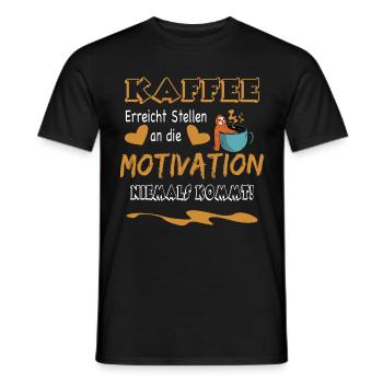 Lustiger Faultier Kaffee Spruch für die Arbeit - Männer T-Shirt - Schwarz - Vorne - AI Model Male 178 light (178cm)