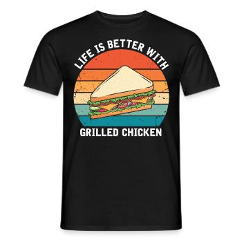 Food Love Sandwich Baguette Cheese - Men's T-Shirt - black - Front - AI Model Male 178 light (178cm)
