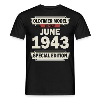 79th birthday June born 1943 Gift idea - Men's T-Shirt - black - Front - AI Model Male 178 light (178cm)