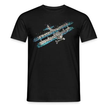 Biplan Avion Modèle De Vol - T-shirt homme - noir - Devant - AI Model Male 178 light (178cm)