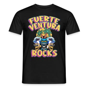 Fuerteventura Sommer Sonne Strand Palmen Totenkopf - Männer T-Shirt - Schwarz - Vorne - AI Model Male 178 light (178cm)