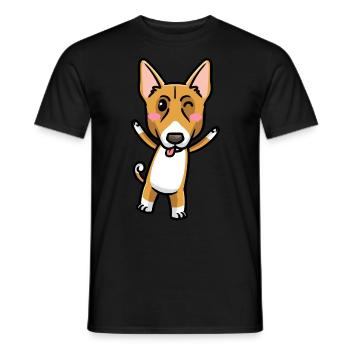 Basenji Hund Emoticon - Männer T-Shirt - Schwarz - Vorne - AI Model Male 178 light (178cm)
