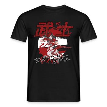 Dämon Girl Schwertmeister Ninja in Anime Style - Männer T-Shirt - Schwarz - Vorne - AI Model Male 178 light (178cm)