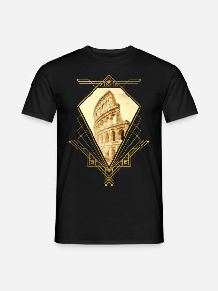 Rom Italien Stadt Skyline Kolosseum Gold Ornament - Männer T-Shirt - Schwarz
