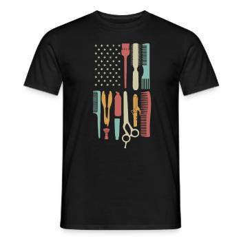 Salon de coiffure rétro Barber - T-shirt homme - noir - Devant - AI Model Male 178 light (178cm)