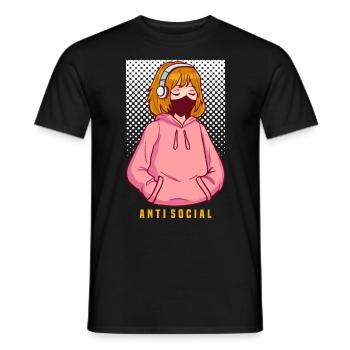 Anti Social Japanese Egirl - Men's T-Shirt - black - Front - AI Model Male 178 light (178cm)