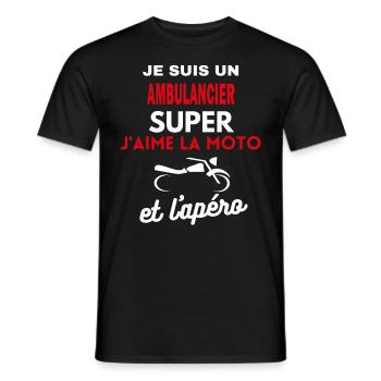 moto phrase drôle apéro AMBULANCIER citation - T-shirt homme - noir - Devant - AI Model Male 178 light (178cm)