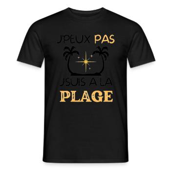 J'PEUX PAS J'SUIS A LA PLAGE - T-shirt homme - noir - Devant - AI Model Male 178 light (178cm)