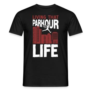 Parkour Free Running Traceur - Men's T-Shirt - black - Front - AI Model Male 178 light (178cm)