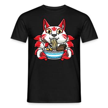 Kitsune Isst Ramen-nudeln Anime - Männer T-Shirt - Schwarz - Vorne - AI Model Male 178 light (178cm)