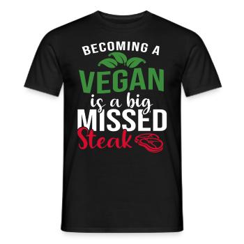 Vegan Vegans become funny saying - Men's T-Shirt - black - Front - AI Model Male 178 light (178cm)