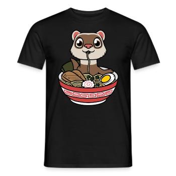 Ferret Eats Ramen Noodles Anime Kawaii - Men's T-Shirt - black - Front - AI Model Male 178 light (178cm)