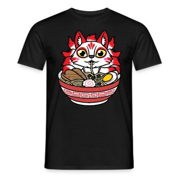 Kitsune Isst Ramen-nudeln Anime - Männer T-Shirt - Schwarz - Vorne - AI Model Male 178 light (178cm)