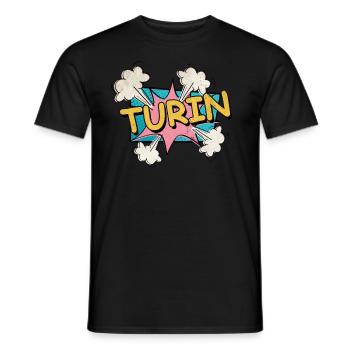 Turin Turin Turin Italie City Font Pop Art Comic - T-shirt homme - noir - Devant - AI Model Male 178 light (178cm)