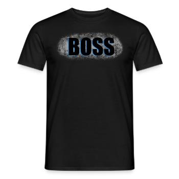 Boss Schriftzug Vintage Design - Männer T-Shirt - Schwarz - Vorne - AI Model Male 178 light (178cm)