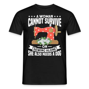Sewing Stitching Machine Quilting Yarn Dog Mom Dog - Männer T-Shirt - Schwarz - Vorne - AI Model Male 178 light (178cm)