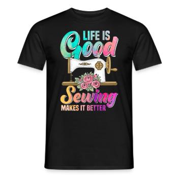 Sewing Machine Thread Spool Fabric Patterns Quilti - Männer T-Shirt - Schwarz - Vorne - AI Model Male 178 light (178cm)