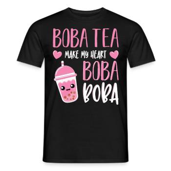 Powered By Tea Bubble Milk Tea Lovers Gift Idea - Men's T-Shirt - black - Front - AI Model Male 178 light (178cm)