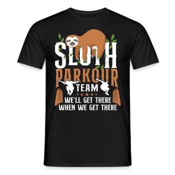 Parkour Free Running Traceur Sloth - Men's T-Shirt - black - Front - AI Model Male 178 light (178cm)