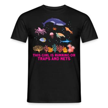 Girl Net Boat Marine Biologist Biology Ocean - Men's T-Shirt - black - Front - AI Model Male 178 light (178cm)