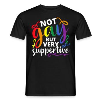 Pas gay mais très solidaire - T-shirt homme - noir - Devant - AI Model Male 178 light (178cm)