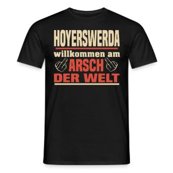 Arsch der Welt Hoyerswerda - Männer T-Shirt - Schwarz - Vorne - AI Model Male 178 light (178cm)