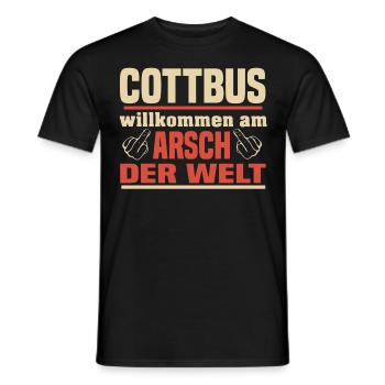 Arsch der Welt Cottbus - Männer T-Shirt - Schwarz - Vorne - AI Model Male 178 light (178cm)