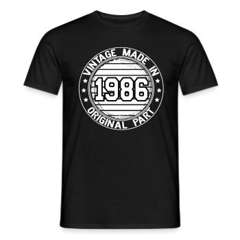 Vintage Made In 1986 Original Part Birthday 1986 - Men's T-Shirt - black - Front - AI Model Male 178 light (178cm)