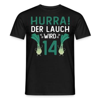 Hurra der Lauch wird 14 - Männer T-Shirt - Schwarz - Vorne - AI Model Male 178 light (178cm)