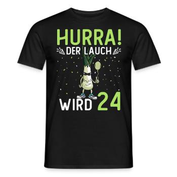 Hurra der Lauch wird 24 - Männer T-Shirt - Schwarz - Vorne - AI Model Male 178 light (178cm)