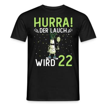 Hurra der Lauch wird 22 - Männer T-Shirt - Schwarz - Vorne - AI Model Male 178 light (178cm)