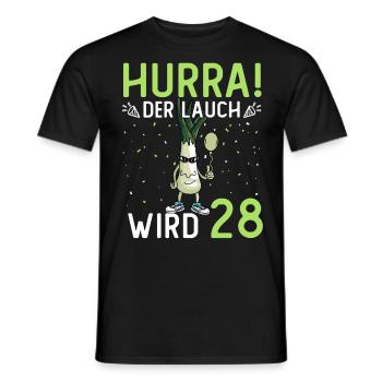 Hurra der Lauch wird 28 - Männer T-Shirt - Schwarz - Vorne - AI Model Male 178 light (178cm)