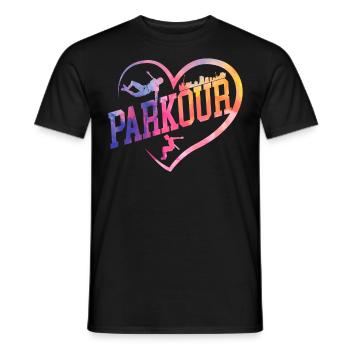 Parkour Free Running Traceur Fille - T-shirt homme - noir - Devant - AI Model Male 178 light (178cm)