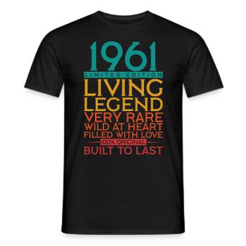 61ème anniversaire Cadeau Légende vivante 1961 - T-shirt homme - noir - Devant - AI Model Male 178 light (178cm)