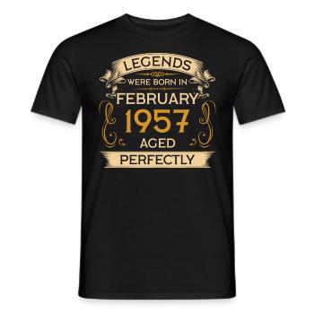 Birthday Legends est né en février 1957 - T-shirt homme - noir - Devant - AI Model Male 178 light (178cm)