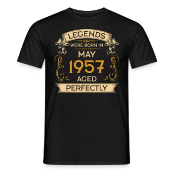 Les légendes d’anniversaire sont nées en mai 1957 - T-shirt homme - noir - Devant - AI Model Male 178 light (178cm)