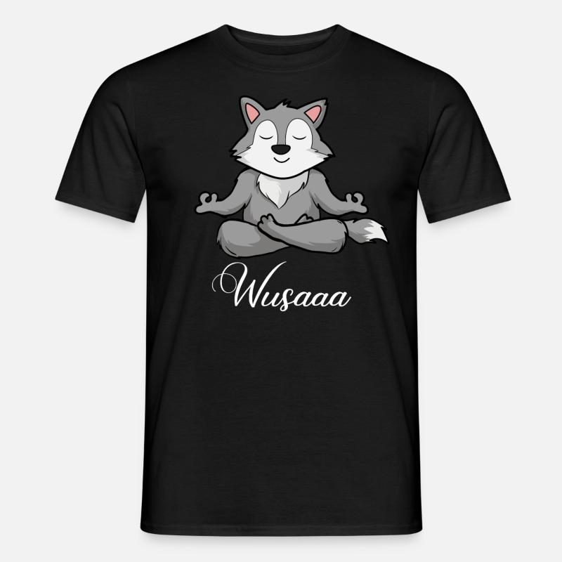Wolf Auszeit Durchatmen Wusaaa - Männer T-Shirt - Schwarz