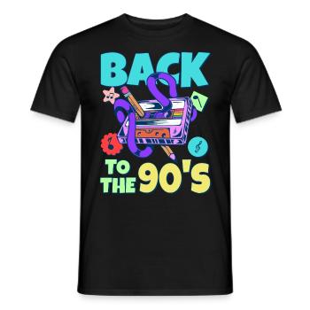 90s Outfit Party 90s Theme Party Cassette - Men's T-Shirt - black - Front - AI Model Male 178 light (178cm)