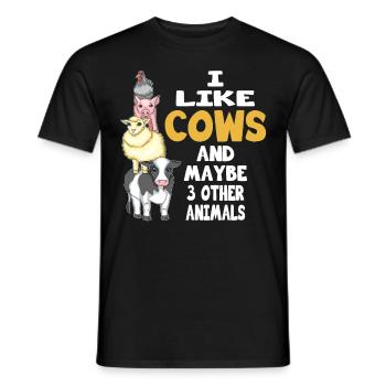 Vaches d’élevage et peut-être 3 autres animaux agriculteur - T-shirt homme - noir - Devant - AI Model Male 178 light (178cm)