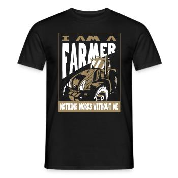 Bauer rien ne fonctionne ici sans moi agriculteur - T-shirt homme - noir - Devant - AI Model Male 178 light (178cm)