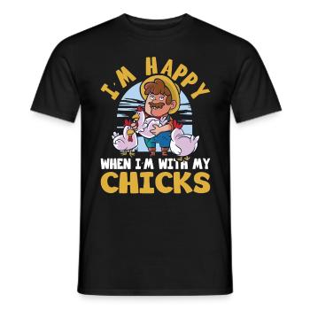 Agriculteur heureux avec mes poussins Agriculteur - T-shirt homme - noir - Devant - AI Model Male 178 light (178cm)