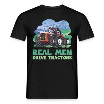 Agriculteur Real Men Drive Tracteurs Agriculteur - T-shirt homme - noir - Devant - AI Model Male 178 light (178cm)