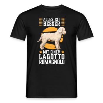 Alles ist besser mit Lagotto Romagnolo Wasserhund - Männer T-Shirt - Schwarz - Vorne - AI Model Male 178 light (178cm)